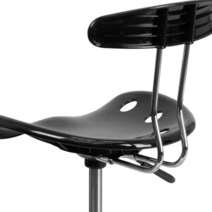 Flash Furniture Bradley Vibrant Black and Chrome Drafting Stool with Tractor Seat