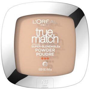 l'oreal paris true match super blendable oil free foundation powder, n3 light medium, 0.33 oz, packaging may vary