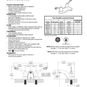 Moen Commercial M-Bition Chrome Two-Handle Centerset Bathroom Faucet 1.5 GPM, Single Mount Lavatory Sink Faucet, 8800