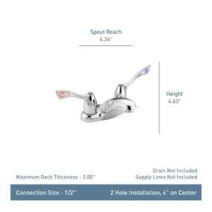 Moen Commercial M-Bition Chrome Two-Handle Centerset Bathroom Faucet 1.5 GPM, Single Mount Lavatory Sink Faucet, 8800