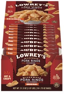 lowrey's bacon curls microwave pork rinds (chicharrones), original, 1.75 ounce (pack of 18)