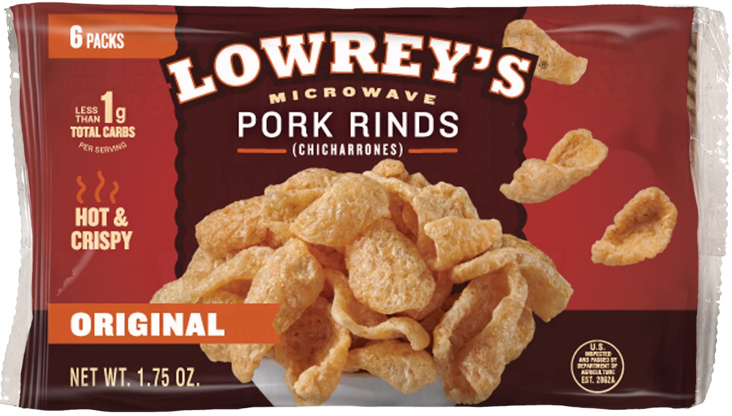 Lowrey's Bacon Curls Microwave Pork Rinds (Chicharrones), Original, 1.75 Ounce (Pack of 18)