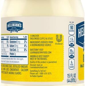 Hellmann's Real Mayonnaise Real Mayo For a Creamy Sandwich Spread or Condiment Gluten Free, Made With 100% Cage-Free Eggs 15 oz