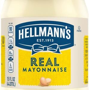 Hellmann's Real Mayonnaise Real Mayo For a Creamy Sandwich Spread or Condiment Gluten Free, Made With 100% Cage-Free Eggs 15 oz