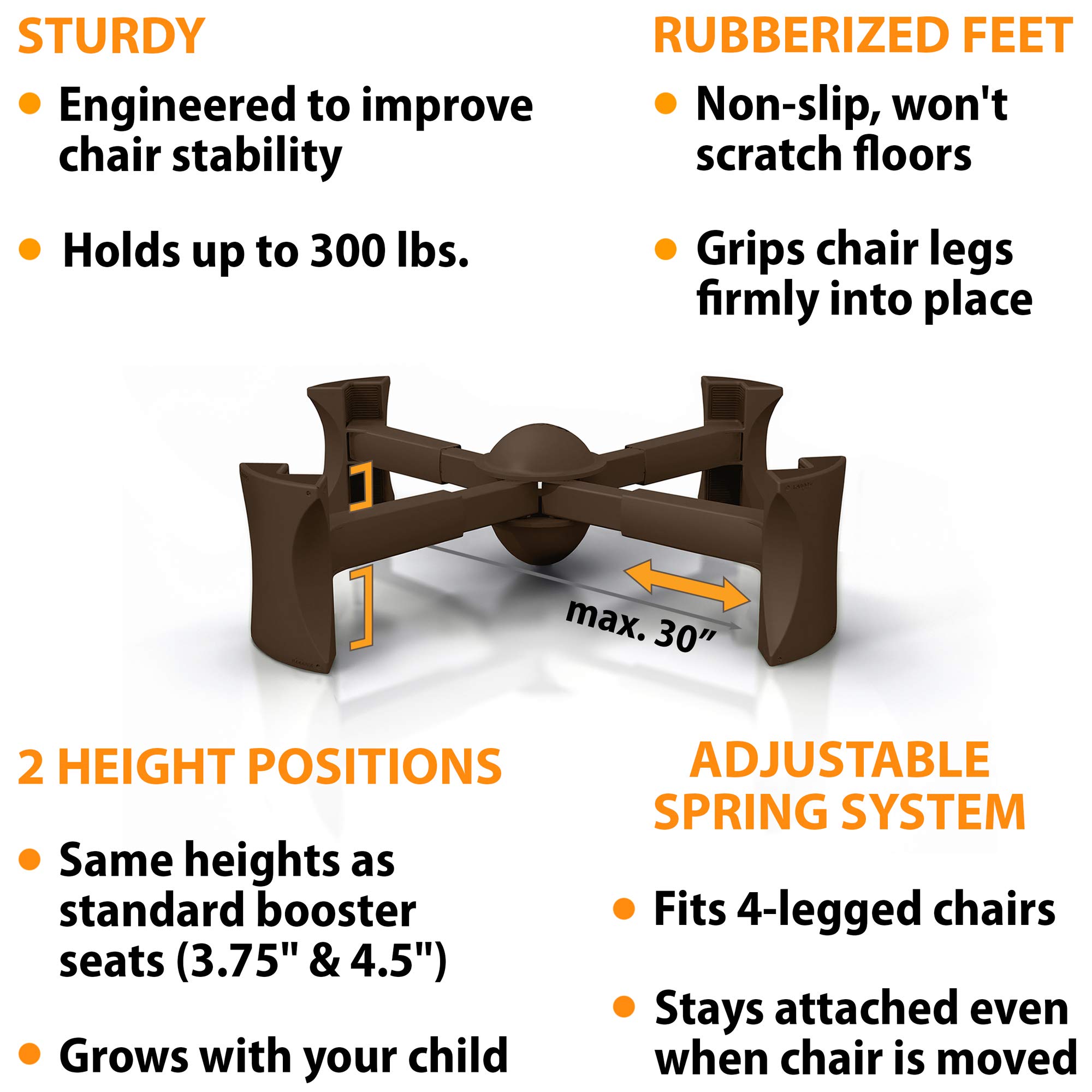 KABOOST Booster Seat for Dining Table, Chocolate - Goes Under The Chair - Portable Chair Booster for Toddlers and Grown Ups