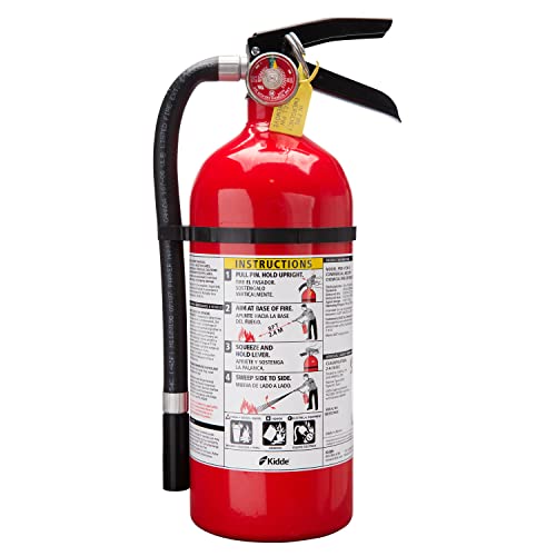 Kidde Pro 210 2A:10-B:C Fire Extinguisher, Rechargeable, Multi-Purpose for Home & Office, 4 lbs., Mounting Bracket Included , Red