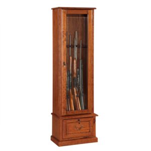 american furniture classics model wood gun display cabinet, brown