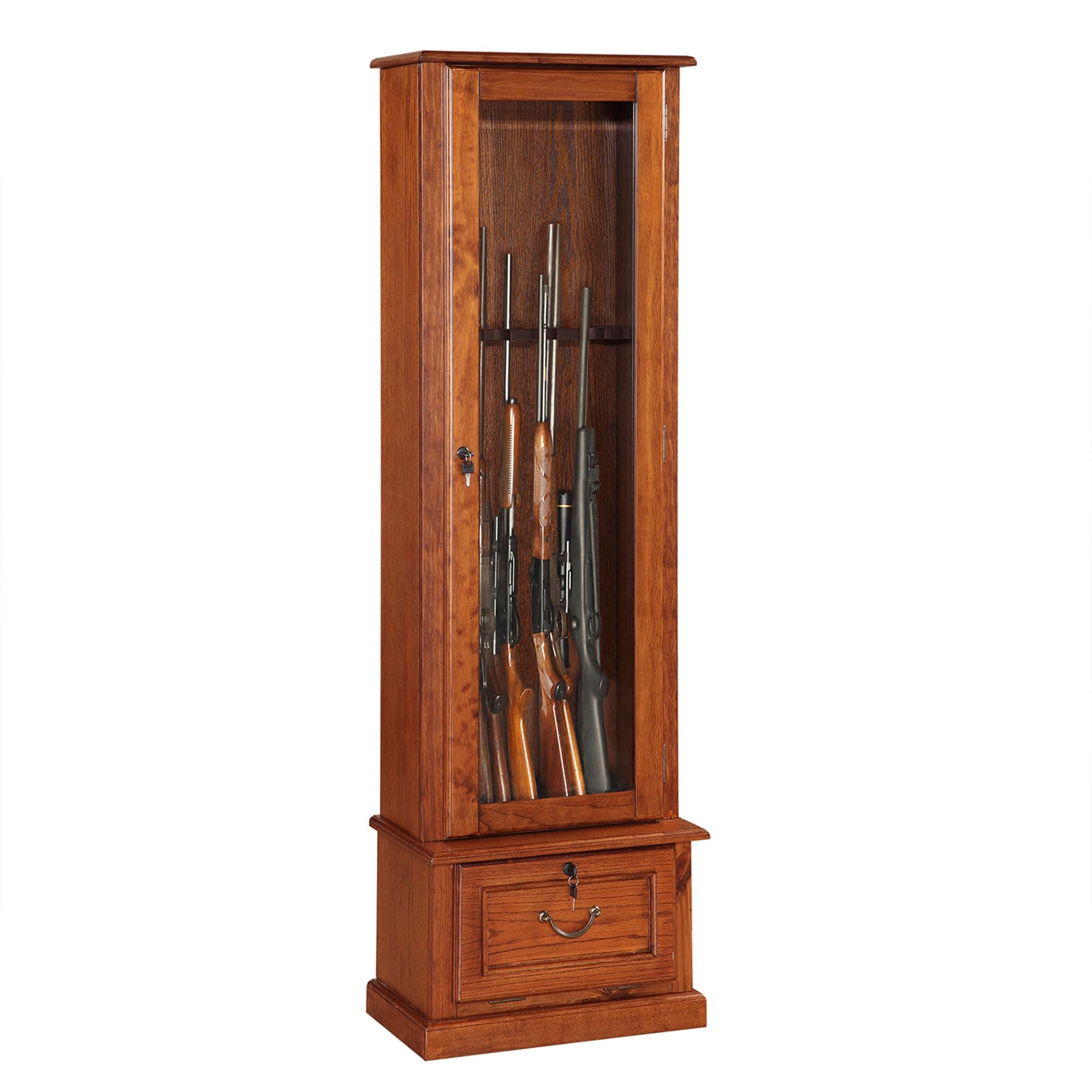 American Furniture Classics Model Wood Gun Display Cabinet, Brown