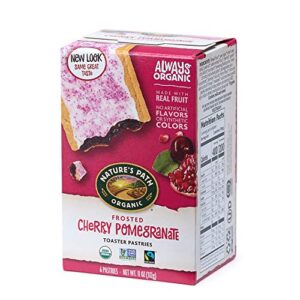 nature's path organic frosted cherry pomegranate toaster pastries, 11 ounce (pack of 1) non-gmo, made with real fruit