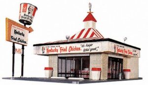 life-like trains ho scale building kits - kentucky fried chicken drive-in, intended for ages 14 and up, red,white