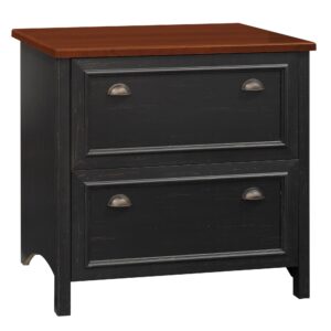 bush furniture fairview 2 drawer lateral file cabinet, home office storage for letter, legal, and a4-size documents, 32w, antique black
