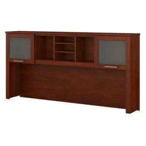 bush furniture somerset 72w desk hutch in hansen cherry, attachment with shelves and cabinets for home office