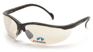 pyramex v2 readers safety eyewear, indoor/outdoor mirror +2.0 lens with black frame