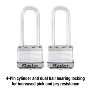 Master Lock M1XTLJ Magnum Heavy Duty Padlock with Key, 2 Pack Keyed-Alike, Steel