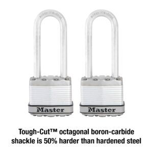 Master Lock M1XTLJ Magnum Heavy Duty Padlock with Key, 2 Pack Keyed-Alike, Steel