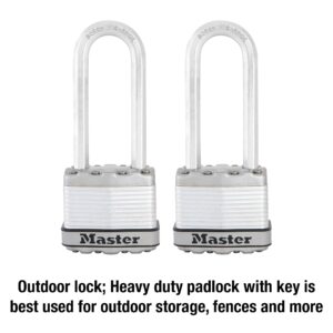 Master Lock M1XTLJ Magnum Heavy Duty Padlock with Key, 2 Pack Keyed-Alike, Steel