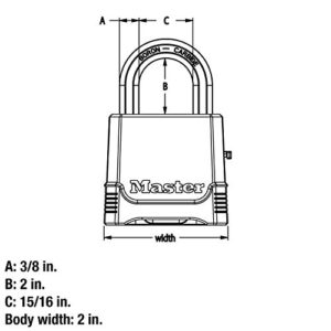 Master Lock Outdoor Combination Lock, Heavy Duty Weatherproof Padlock, Resettable Combination Lock for Outdoor Use, Silver, M176XDLH