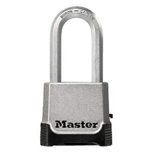 master lock outdoor combination lock, heavy duty weatherproof padlock, resettable combination lock for outdoor use, silver, m176xdlh