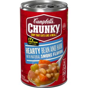 campbell’s chunky soup, hearty bean soup with ham, 19 oz can