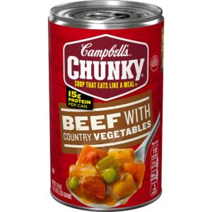 campbell’s chunky soup, beef soup with country vegetables, 18.8 oz can