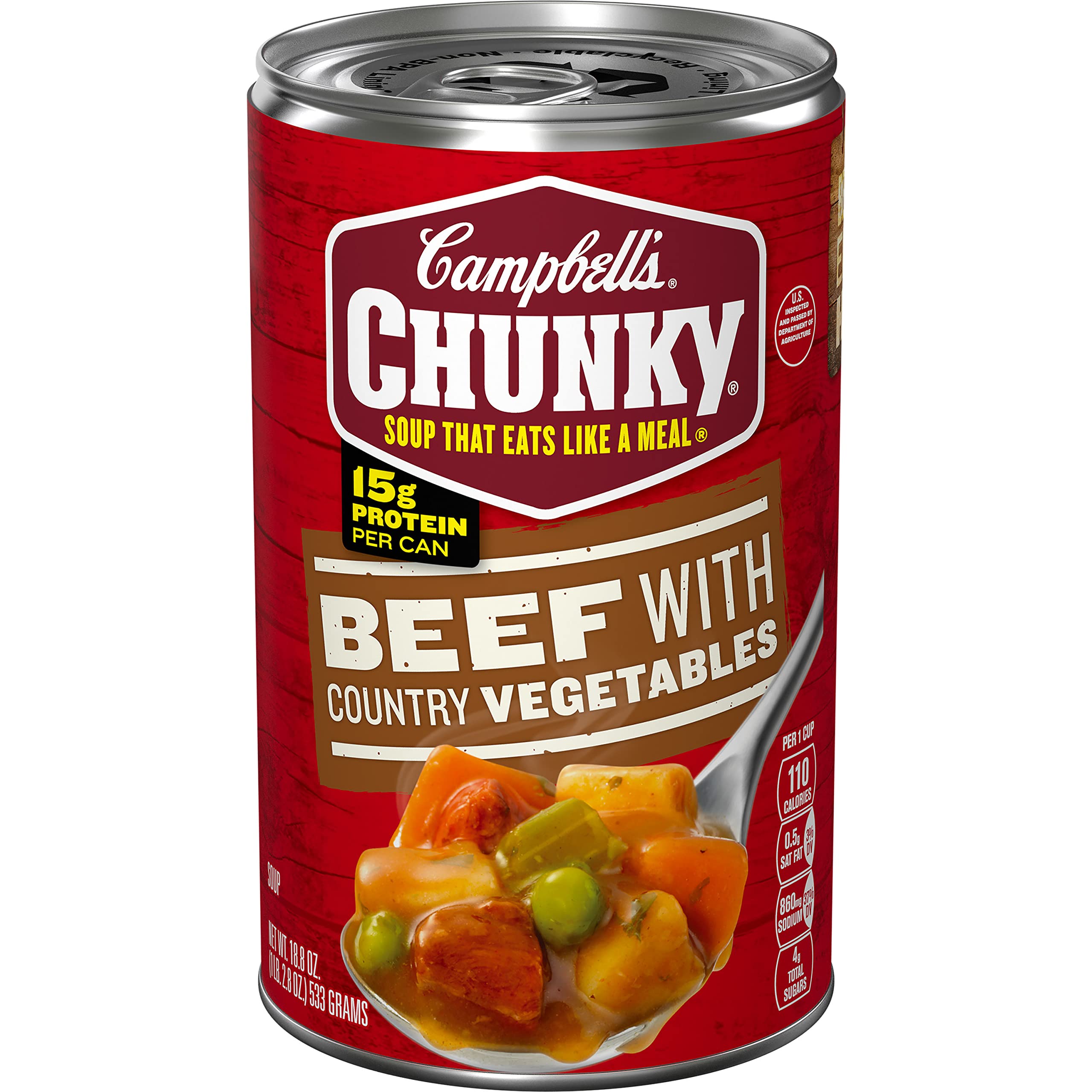 Campbell’s Chunky Soup, Beef Soup with Country Vegetables, 18.8 Oz Can