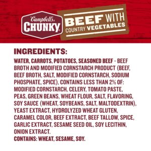 Campbell’s Chunky Soup, Beef Soup with Country Vegetables, 18.8 Oz Can