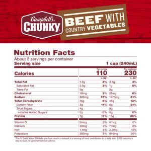 Campbell’s Chunky Soup, Beef Soup with Country Vegetables, 18.8 Oz Can