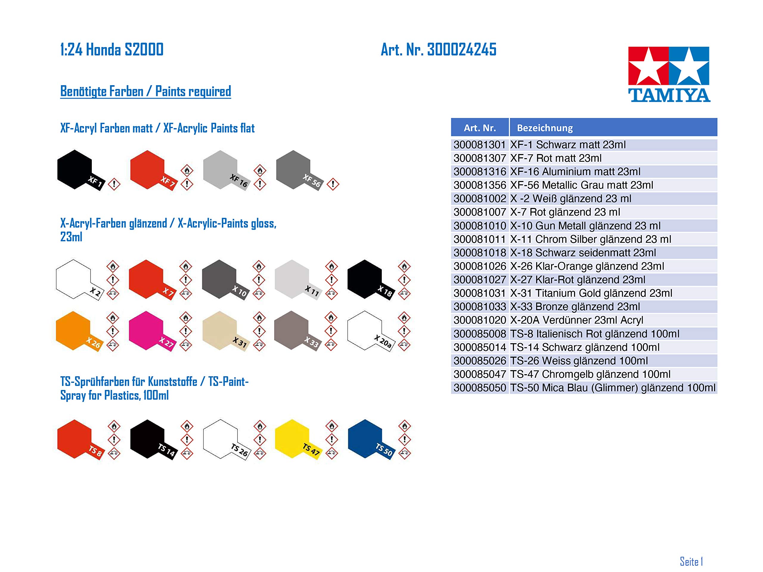 Tamiya 1: 24 300024245 – Honda S2000