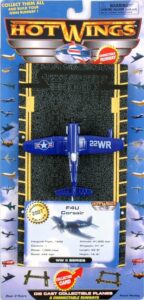 hot wings planes f4u corsair (marines) with connectible runway die cast plane, blue (17104)