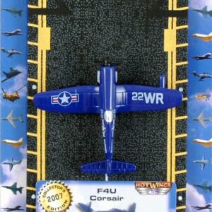 Hot Wings Planes F4U Corsair (Marines) with Connectible Runway Die Cast Plane, Blue (17104)