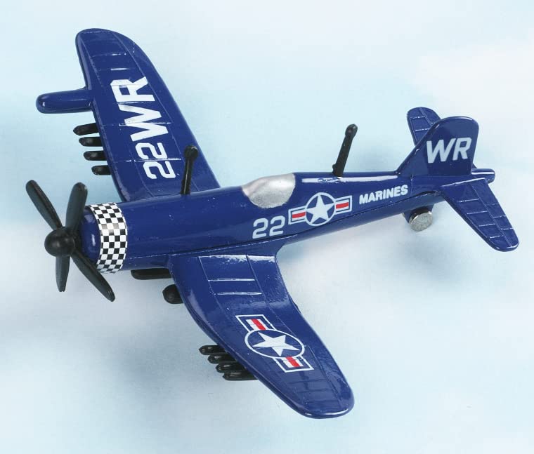 Hot Wings Planes F4U Corsair (Marines) with Connectible Runway Die Cast Plane, Blue (17104)