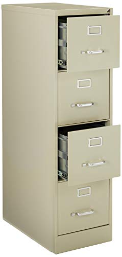 Lorell 4-Drawer Vertical File with Lock, 15 by 25 by 52-Inch, Putty