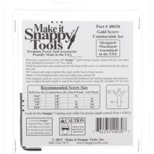 Snappy Tools Quick-Change 5-Pc. Countersink Drill Bit Set. Proudly Made in The USA.