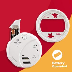 First Alert SA511CN2-3ST Wireless Interconnected Smoke Alarm with Voice Location, Battery Operated, Pack of 2 , WHITE