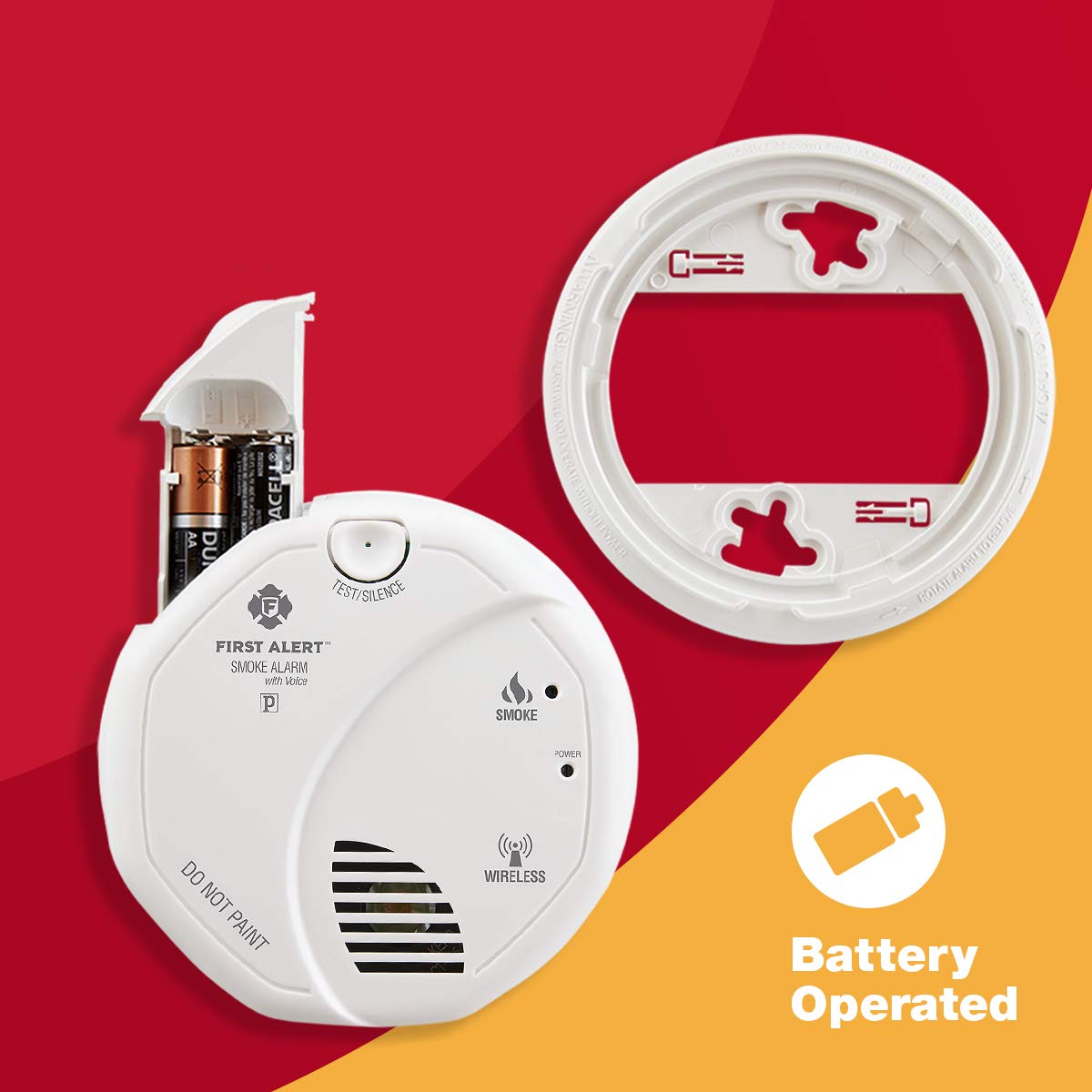 First Alert SA511CN2-3ST Wireless Interconnected Smoke Alarm with Voice Location, Battery Operated, Pack of 2 , WHITE