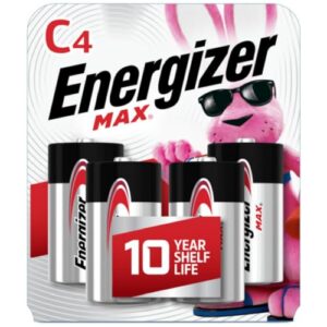 energizer max c batteries, premium alkaline c cell batteries (4 battery count)