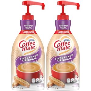nestle coffee mate coffee creamer, sweetened original, concentrated liquid pump bottle, non dairy, no refrigeration, 50.7 ounces (pack of 2)