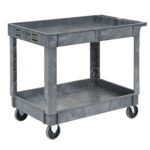 global industrial 2 shelf tray service & utility cart, plastic, 40"x26", 5" rubber casters