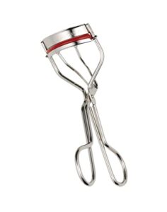 kevyn aucoin the eyelash curler: easy use. long-lasting curl of lashes effect. wide opening. stainless steel with two red lash cushions. pro makeup artist tool for before & after mascara application