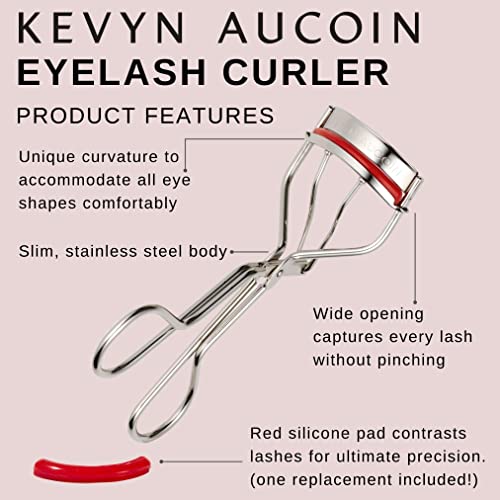 Kevyn Aucoin The Eyelash Curler: Easy use. Long-lasting curl of lashes effect. Wide opening. Stainless steel with two red lash cushions. Pro makeup artist tool for before & after mascara application