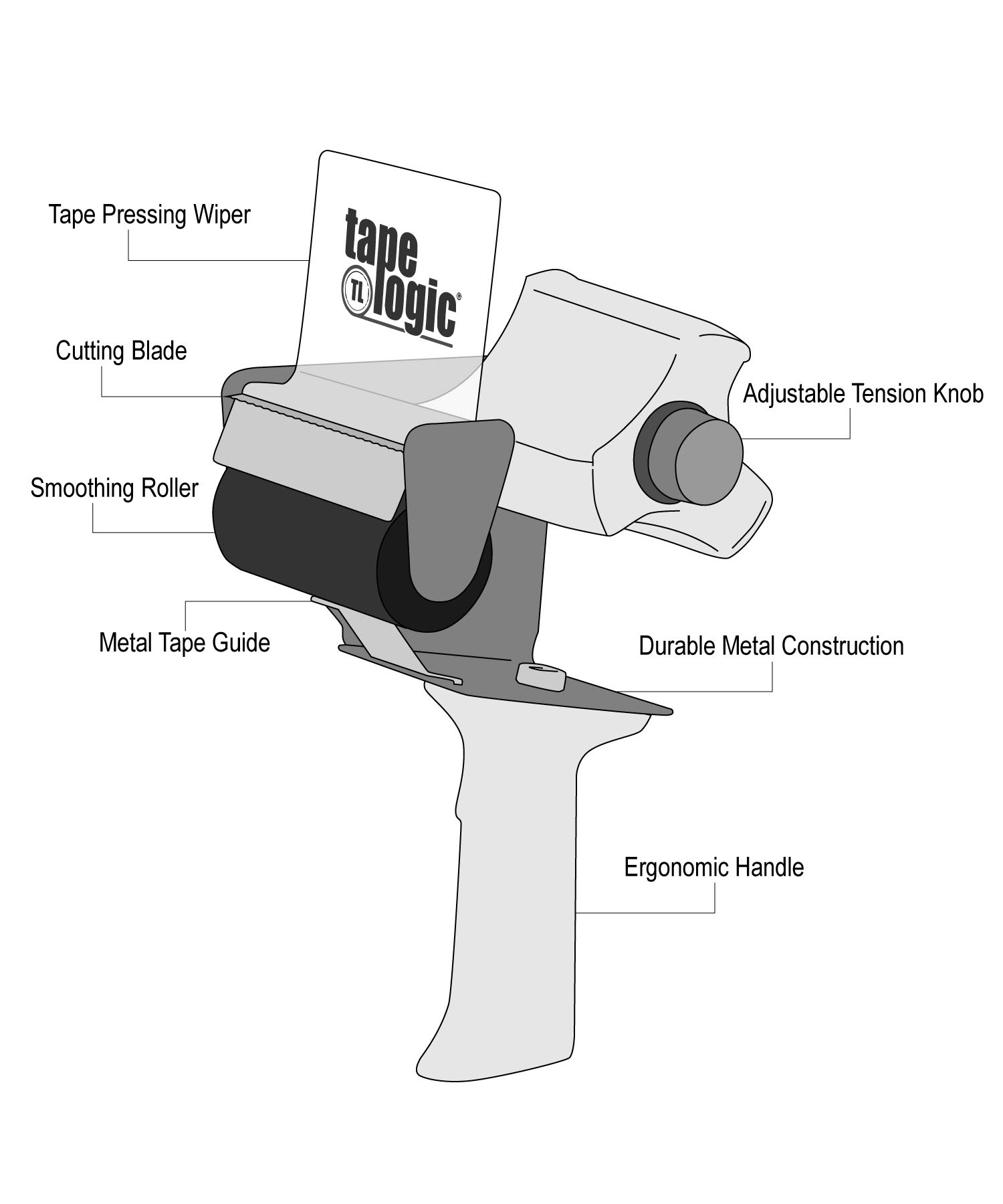 Aviditi Tape Logic 4 Inch Heavy-Duty Packing Tape Dispenser Gun, for Packing, Shipping, Moving and Warehouse Use (1 Dispenser)