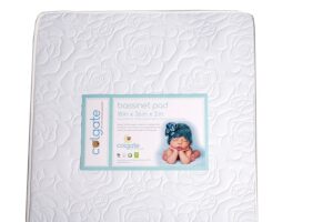 colgate mattress cradle & bassinet mattress - greenguard gold certified, reversible bassinet pad with 2” thickness, wrapped in waterproof quilted cover - 18” x 36” x 2”