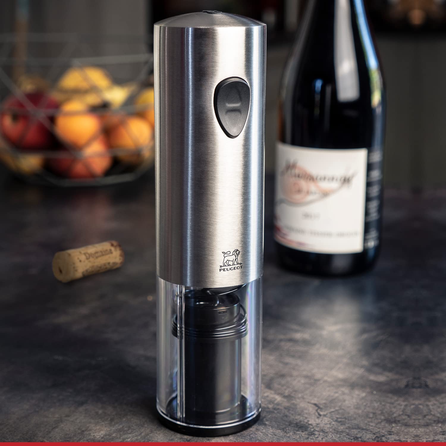 Peugeot - Elis Electric Corkscrew - Rechargeable Bottle Opener with Battery, Stainless Steel, 8 inches