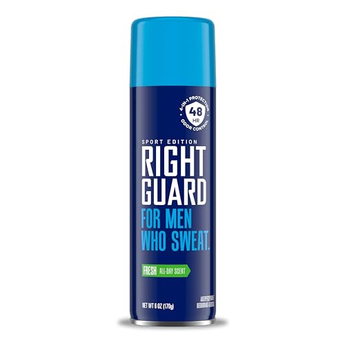 Right Guard Sport Antiperspirant & Deodorant Spray | 4-in-1 Protection Spray Deodorant For Men | Blocks Sweat | 48-Hour Odor Control | Fresh Scent, 6 oz.