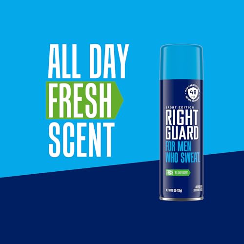 Right Guard Sport Antiperspirant & Deodorant Spray | 4-in-1 Protection Spray Deodorant For Men | Blocks Sweat | 48-Hour Odor Control | Fresh Scent, 6 oz.