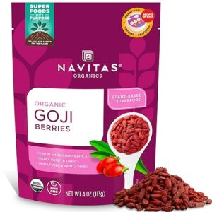 navitas organics goji berries, 4 oz. bag, 4 servings - organic, non-gmo, sun-dried, sulfite-free
