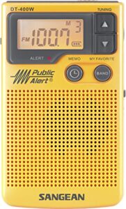 sangean dt-400w am/fm digital weather alert pocket radio , yellow