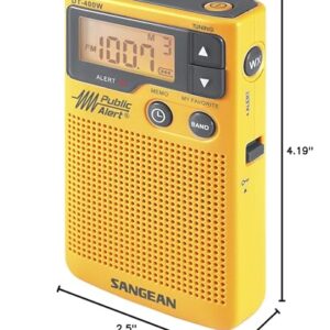 Sangean DT-400W AM/FM Digital Weather Alert Pocket Radio , Yellow