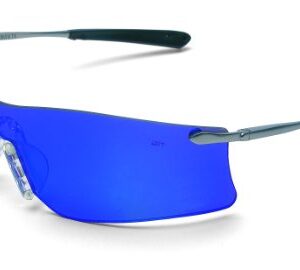 MCR Safety T411G Rubicon Safety Glasses Emerald Mirror Lens with UV Protection and Scratch Resistant Coating, Curved Frameless design, 1 Pair