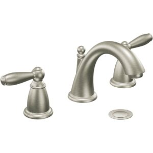 moen brantford brushed nickel two-handle widespread bathroom sink faucet trim kit, traditional bathroom faucet for three hole bath sinks (valve required), t6620bn , 0.5